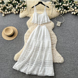 Design Sense Of The Color Short Sleeve Knitted Cardigan Top + High Waist Long Skirt Summer Wearing Two Sets