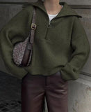 2025 New Retro Long-Sleeved Top Loose Design Sense V-Neck Collar Women's Knitwear Shirt