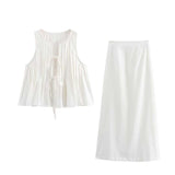Summer New Women's Fashion Set With Sleeveless Vest Top High Waist Half-Body Skirt Two-Piece