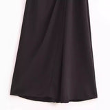 2025 Autumn New Women's Decoration Body Black Asymmetric Design Temperament Long Dress