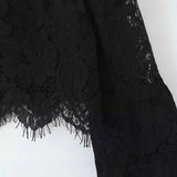 Li-Necked Simple Women's Clothing 2025 Summer Eyelash Lace Fan-Shaped Hem Short-Sleeved Shirt Long-Sleeved Top