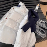 Korean Loose Milk Blue Hatless Round-Neck Cotton Coat Women Winter Small Thick Short Cotton Cotton Jacket Tide
