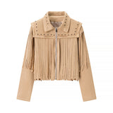 Ins Female Retro 2025 Summer New Tuxedo Rivet Fashion Leather Short Jacket Jacket