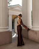 2025 Summer New Women's Pure Color Tie With Waist Temperament Fashion Dress Dress