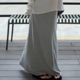Lazy Wind A Set Of Letter-Print White Long-Sleeved T-Shirt Micro-Permeable Gray Light European Skirt
