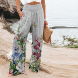 New Women's Four-Sided Bullet-Print Trousers High-Waisted Straight-In-Bag Casual Broad-Legged Trousers