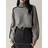 2025 Maillard Autumn Winter Stripes Thin Leisure Loose Set Knitted Lazy Wind Sweater