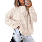 Women's Dress 2025 Knitted Women's Oversized Thick Knit Round Sweater Casual