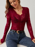 Spring 2025 New Sexy Single-Layer Flower Lace Fan Decoration Bottom Shirt Woman
