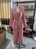 2025 Fashion Casual Women's Commuting Fish Bone Sling Suit Jacket Trousers Three-Piece Set Of Women