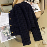 Tibetan Blue Small Scented Coat Autumn 2025 New French Style Temperament Design Sense Retro Short Top