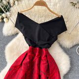 French Dress Women 2025 New Dress High-End Word Shoulder To Receive Waisted Thigh Swing Pony Pony Dress