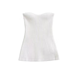 Solid-Colored Throttling Knitted Vest 2025 Spring Sexy Shoulder High Bullet-Tendered Women's Top