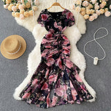 High Cold Sister Goddess Fan Dress Heart Machine Draw Folding Belt Irregular Chopped Fishtail Skirt Dress