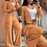 2025 Women's Casual Pure Color Lotus Leaf Side Shorts Shirt Fashion Set Women's Two-Piece