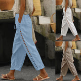2025 Spring And Summer Wish New Casual Lace Hollow Splicing Nine-Point Trousers