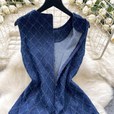Cowboy Dress Woman 2025 Summer Design Small Bow Tie Belt Waist-Free Vest Skirt