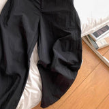 Vintage Black Quick Dry Broad Leg Trousers Women Spring And Autumn High Waist Hanging Feeling Straight Loose Trousers Tide