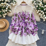 Congyuan Elegant V-Neck Single-Drace Printed Dress Women To Collect Waist Thin A-Word Short Dress 2025 Spring Dress