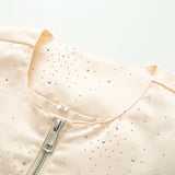 Ins European Bright Diamond Jacket Short 2025 Spring New Fashion Temperament Casual Baseball Uniform Jacket Top
