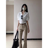 Vintage Kicol Micro-Rare High-Rise Jeans Women Autumn New Niche Design With Horseshoe Trousers
