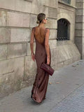 2025 New Women's Sexy Hottie Long Sling Skirt With A Vertical Feeling With A Shoulderless Sleeve