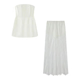 Spring 2025 New Women's Fashion Slimmed-Mear Breast-Wear Lace Skirt Suit