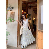 Fashion Unique Design Feel Beautiful Flowers Tight Waist Skirt Women's Summer Small Fashion A-Word Dress