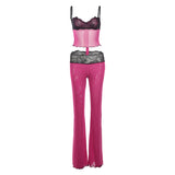 Spring 2025 Women's New Slings A Word Shoulder-To-Shoulder Umbilled Waist Hip Trousers Set