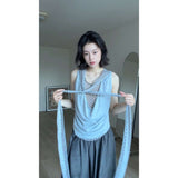 Slicing Fake Two T-Shirt Girls Summer Tsets Hot Girls Pure Blouse Trousers Fashion Set