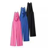Hanging Neck Jumpsuit 2025 Summer Temperament Hanging Neck Bare Back Sleeveless High-Waisted Broad Leg Jumpsuit