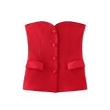 Women's Clothing 2025 Spring New Silk-Sense Texture Spliced Tight Body Clothes + Open-Fork Splicing Skirt Set
