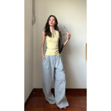 2025 Summer Sweet Spicy Age Reduction Retro Zipper Sling Sling Vest Beautiful Back Dress Hanging Lattice Broad Leg Pants