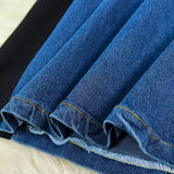 Fake Two Dresses Women's Korean Version Of The Fashion Round Neck Short Sleeves To Receive Waist Thin Denim Dress 0453