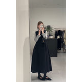 Korean Small Fragrant Wind Wood Ear Half High Collar Bottom Shirt Folded Folded Bud Vest Skirt Set