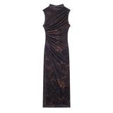 Women's Clothing 2025 Spring New Sleeveless Folding Decorative Fan Flute Dress Dress Dress