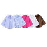 2025 Spring And Summer New Women's Fashion Casual Collar Striped Wide-Sleeved Shirt