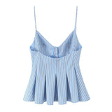 Single-Dran Buckle Swing 2025 Wide Short Female Vest Open Back Sexy Sling Skirt V-Neck Summer