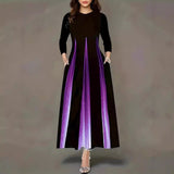2025 Explosion A-Shaped Dress Spring And Autumn Round Temperament Famous And Printed Gradient Dress
