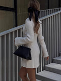 2025 Women's Autumn New Temperament Light-Cooked Round-Neck Knitted Long Sleeves Mini Dress