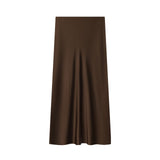 Z2025 New Fashion Temperament Silk Hyssy Texture Simple Straight Fan Flute Skirt 8534855