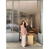 2025 Summer Cool Temperament Wearing Loose Back Open Fork Top Female Feeling Slim Half Skirt Two Sets