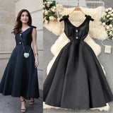 Light Luxury Banquet High-End Court Style Dress Temperament V Receive Waist Thin High-End Exquisite Dress