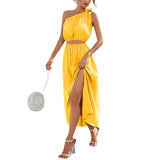 2025 Women's Fashion Slanted Shoulder Bow Set Open Large Pendulum Dress Two Sets Of Women
