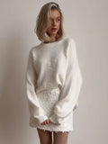 Real Shooting-2025 Explosion Comfortable Warm Solid Color Round Collar Knitted Tie-Up Wreaved