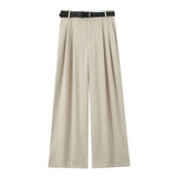 Multicolor 2025 Spring New Women's Fashion Simple With Belt Double Fold Trousers