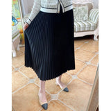 Elegant Organ Folding Long High-Waisted 100-Fold Skirt Over The Knee-Length Women's 2025 Thin Commuting