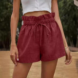 Wish Casual Comfortable Shorts Women 2025 Summer New European Version Of High-Rise Belt Loose Broad Leg Pants Women