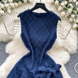 Cowboy Dress Woman 2025 Summer Design Small Bow Tie Belt Waist-Free Vest Skirt