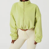 Sports Coat Olympic Grain Velvet Autumn And Winter Collar Loose Pumping Rope Zipper Sweater Fashion Hot Girl Dress Thicken